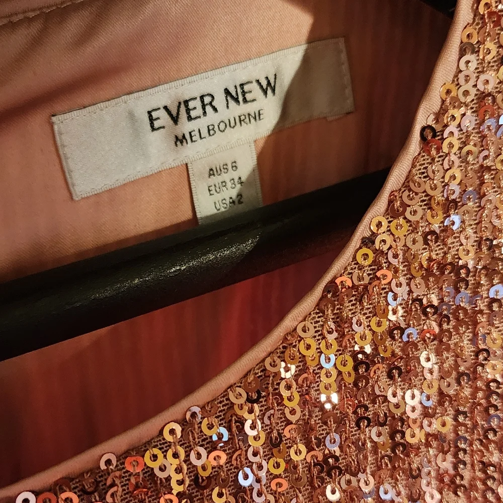 Ever New Melbourne Juniper Sequin Wrap Mini Dress Size 2. Champagne Pink - Picture 5 of 14